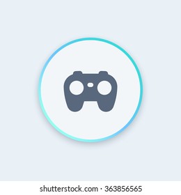 gamepad icon, video gaming, game controller round flat icon, vector illustration