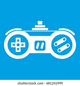 Gamepad icon white isolated on blue background vector illustration