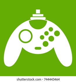 Gamepad icon white isolated on green background. Vector illustration