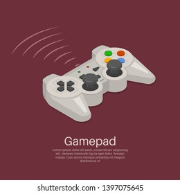 Gamepad Icon.Joystick.Device for video games.Wireless equipment, controller.3D. Isometry. An element for design. Vector illustration.