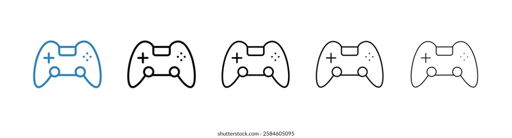 Gamepad icons in five different stroke sizes