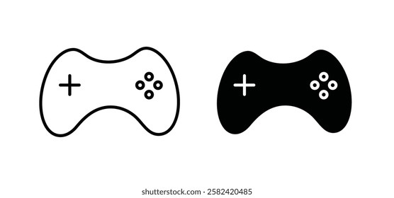 Gamepad icons pack vectors in black flat and strokes