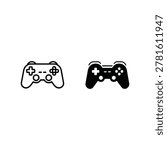 Gamepad icons pair, console controller symbols, multiplayer party banner, esports tournament promo, livestream overlay, gaming night, vector clipart, modern design
