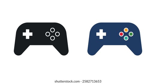 Gamepad icons set vectors black and colored style