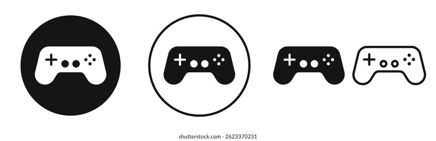 Gamepad icons in solid black and outlined style