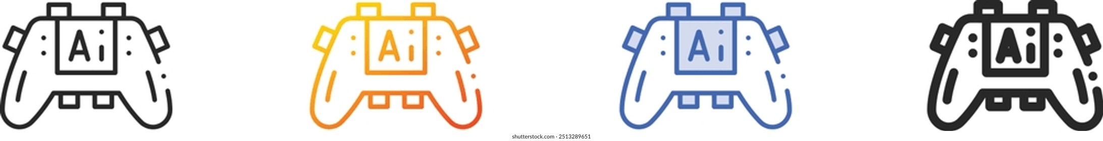 gamepad icon.Thin Linear, Gradient, Blue Stroke and bold Style Design Isolated On White Background