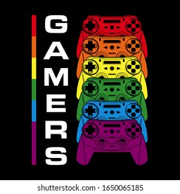 Gamepad illustration, tee shirt graphics, vectors, gamer typography