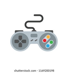 Gamepad isolated on white background, vector icon. Retro video game controllers. Vector illustration joystick console, game play concept