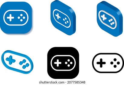 Gamepad isometric design. 3D rendering isometry illustration. Simple geometric videogame controller icons, flat and isometric symbols.