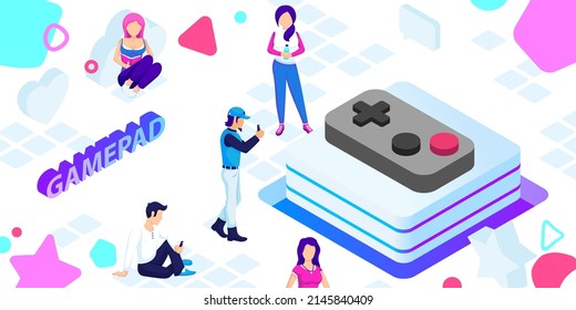 Gamepad isometric design icon. Vector web illustration. 3d colorful concept