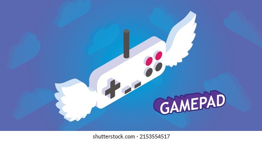 Gamepad isometric design icon. Vector web illustration. 3d colorful concept