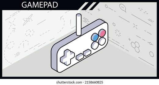Gamepad isometric design icon. Vector web illustration. 3d colorful concept