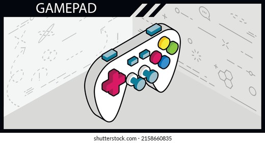 Gamepad isometric design icon. Vector web illustration. 3d colorful concept