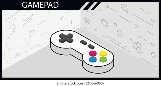 Gamepad isometric design icon. Vector web illustration. 3d colorful concept