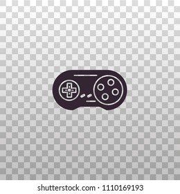 Gamepad, joypad, joystick, controller for game console and videogames - black silhouette icon on isolated transparent background in minamal design. 