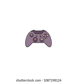 Gamepad, joypad, joystick - flat color line icon on isolated background. Game controller for video gaming consoles and systems - vector sign or symbol in thin outline design. 