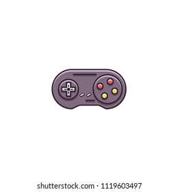 Gamepad, joypad, joystick - flat color line icon on isolated background. Game controller for video gaming consoles and stations - vector sign or symbol. 