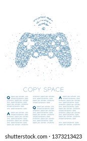 Gamepad or joypad shape Particle Geometric Circle dot pixel pattern, Esports game controller design blue color illustration on white background with copy space, vector eps 10