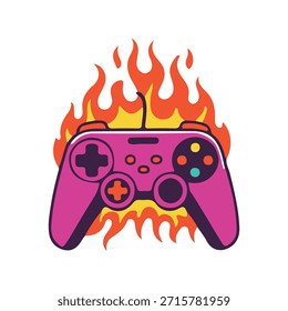 Gamepad Joystick Controller Flamme Feuer Kunst Vektorgrafik