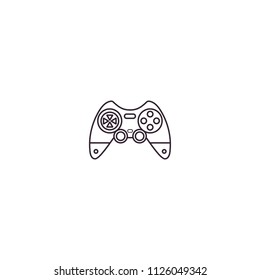 Gamepad, joystick, joypad in thin linear design. Game pad or controller for home gaming console or computer - vector line icon on isolated background. 