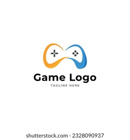 Game-pad Joystick Logo design vector Template negative space style. Playing computer video game with Logotype concept.