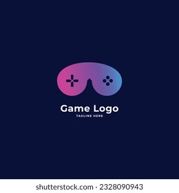 Game-pad Joystick Logo design vector Template negative space style. Playing computer video game with Logotype concept.