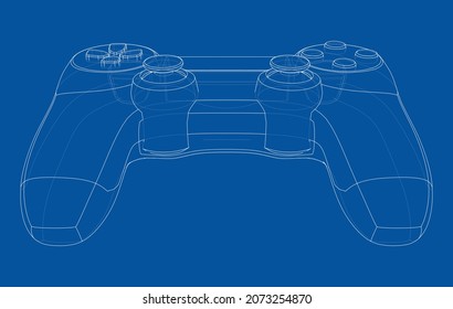 Gamepad or joystick. Vector rendering of 3d. Wire-frame style. The layers of visible and invisible lines are separated
