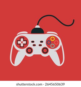 Gamepad, Joystick video game controller Vector illustration with colorful buttons, perfect for gaming, children's, playful projects.