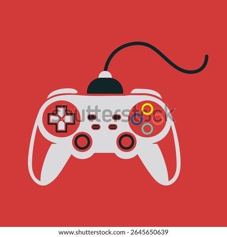 Gamepad, Joystick video game controller Vector illustration with colorful buttons, perfect for gaming, children's, playful projects.