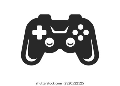 Gamepad joystick controlador de juego virtual videojuegos esport monocroma ilustración vectorial de icono negro. Tarjeta mínima de consola digital para diseño de logotipo de entretenimiento en el ciberespacio tecnología pc