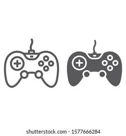 Gamepad line and glyph icon, technology and entertainment, joystick sign, vector graphics, a linear pattern on a white background, eps 10.