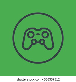 gamepad line icon in circle, video game controller