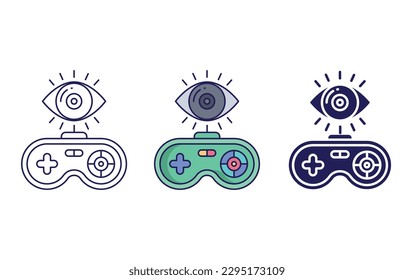 gamepad line and solid illustration icon