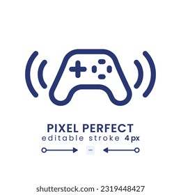 Gamepad linear desktop icon. Game streaming. Wireless controller. Online gamer. Pixel perfect, outline 4px. GUI, UX design. Isolated user interface element for website. Editable stroke