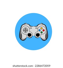 gamepad logo vector joystick gaming best company icon videogame illustration, joystick illustration inside a blue circle