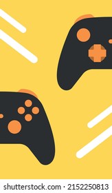 Gamepad of modern console. Nextgen. Wallpaper, poster, cover. Simple flat vector illustration of a joystick divided into two parts. Solid yellow background.