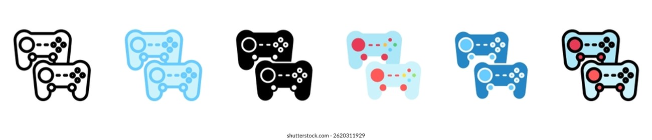 Gamepad multi style, mini illustration icon. use for modern concept, print, UI, UX kit, web and app development. Vector EPS 10, related to entertainment, festival, funfair and hobbies