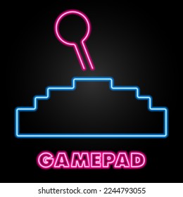 gamepad neon sign, modern glowing banner design, colorful modern design trends on black background. Vector illustration.