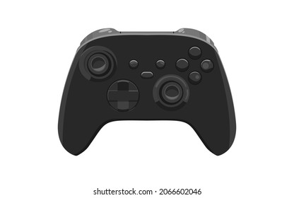 Сonsole gamepad new generation in vector. Cartoon clipart of gamepad. Isolated black controller on white background.