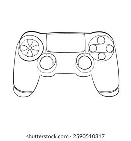 Gamepad one line drawing on white isolated background
