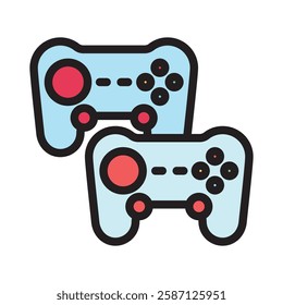 Gamepad outline color, mini illustration icon. use for modern concept, print, UI, UX kit, web and app development. Vector EPS 10, related to entertainment, festival, funfair and hobbies.
