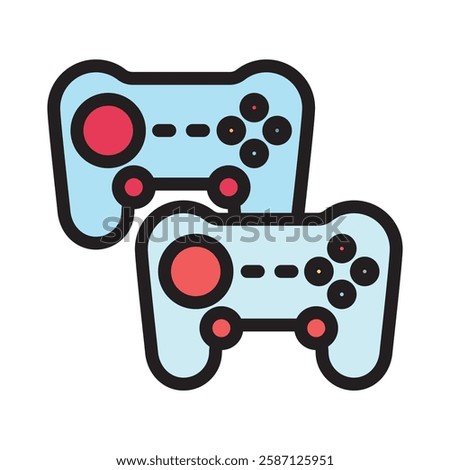 Gamepad outline color, mini illustration icon. use for modern concept, print, UI, UX kit, web and app development. Vector EPS 10, related to entertainment, festival, funfair and hobbies.