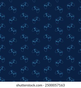 Gamepad-Muster mit dunklem navy neon türkisem Hintergrund.