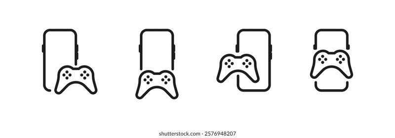 Gamepad and Phone Vector Phone Games Concept Icon Set