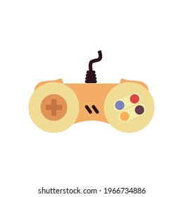 Gamepad, play console, digital gadget for playing computer video games. Icon of controller, entertainment device for gamers. Flat cartoon vector isolated illustration.