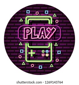 gamepad play neon video game wall