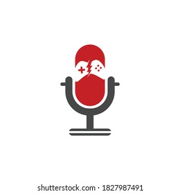 Gamepad and podcast logo design template . Game and podcast logo icon	
