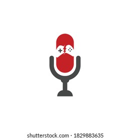 Gamepad and podcast logo design template . Game and podcast logo icon	