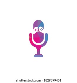 Gamepad and podcast logo design template . Game and podcast logo icon	