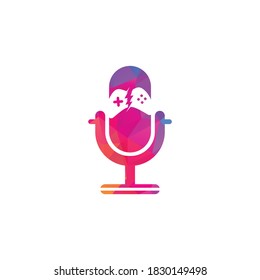 Gamepad and podcast logo design template . Game and podcast logo icon	